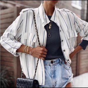 NWT Rails Rowen Military Blue/Beige striped Jacket XS